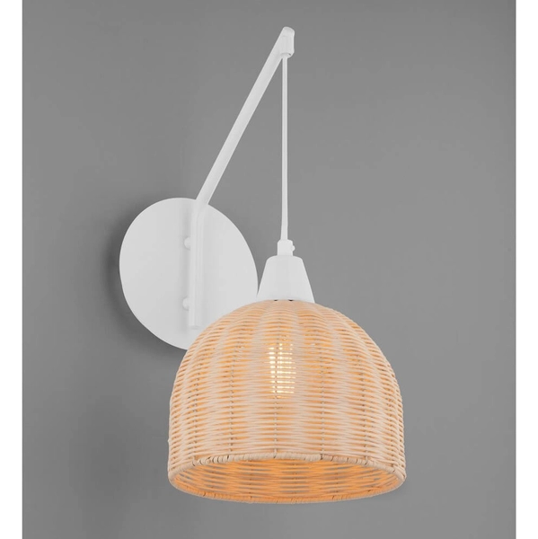 Lampa ścienna do gabinetu TACNA LE44361 koszyk drewniana biała