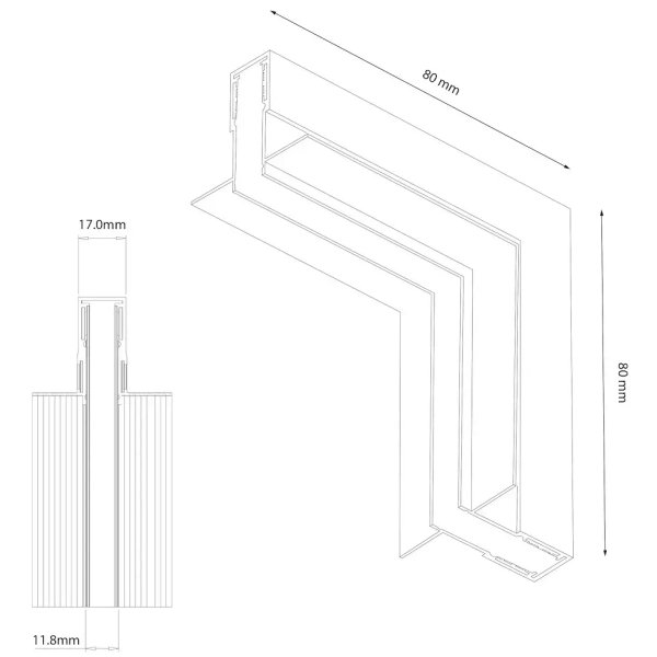 Podtynkowy narożnik szynowy Magnetic Track ML2187 góra-dół czarny