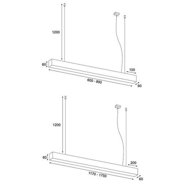 Lampa zwisowa podłużna Lupinus 5115003203-1 Elkim LED 16W 4000K liniowa