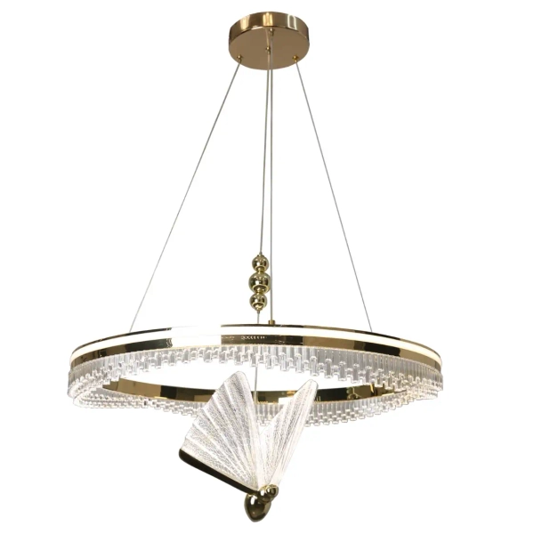 Kryształowy żyrandol Marissa LP-2515/1P Cristal GD LED 48W CCT motyl złoty