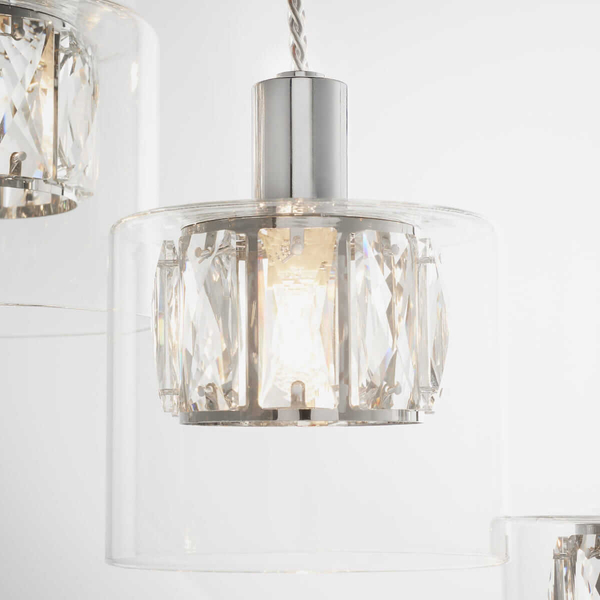 Sypialniana lampa wisząca Verina 76518 Endon transparentny chrom
