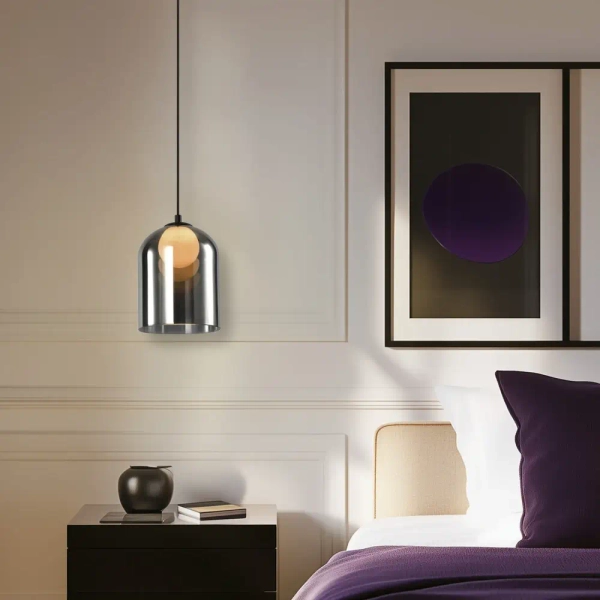 Szklana wisząca lampa Klea 31-38340 szklana na korytarz grafitowa