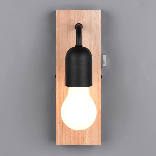 Loftowy kinkiet ścienny ARTURO 284470132 IP44 do łazienki drewniany czarny