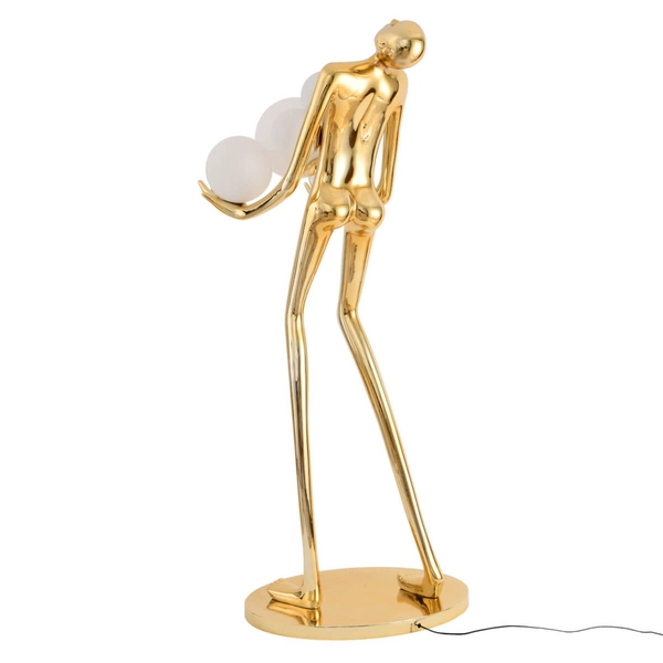 Dekoracyjna lampa podłogowa WOMAN F9312 gold designerska kula złoty biały