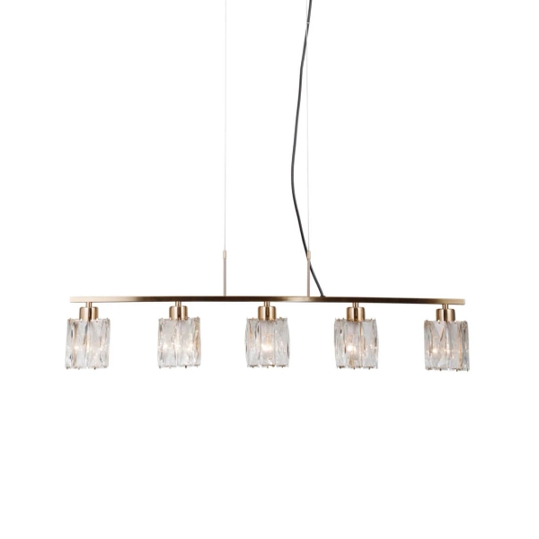 Wisząca lampa tuby Simona PND-40814-5-HBR szklana złoty przezroczysty