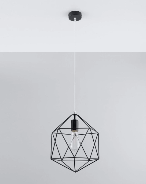 Druciana LAMPA wisząca SL.0291 industrialna OPRAWA zwis druciak metalowy czarny