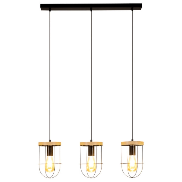 Wisząca lampa NETUNO 184159304 metalowa industrialny retro drewno czarny