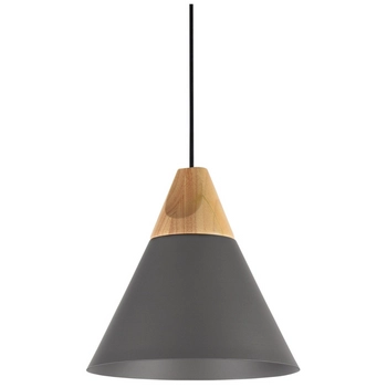 Wisząca lampa nad stół Bicones P359-PL-220-C Maytoni z drewnem szara