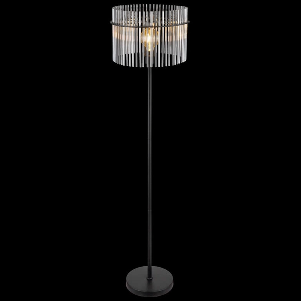 Lampa stojąca do sypialni GORLEY 15698S loft szklana czarna przydymiona