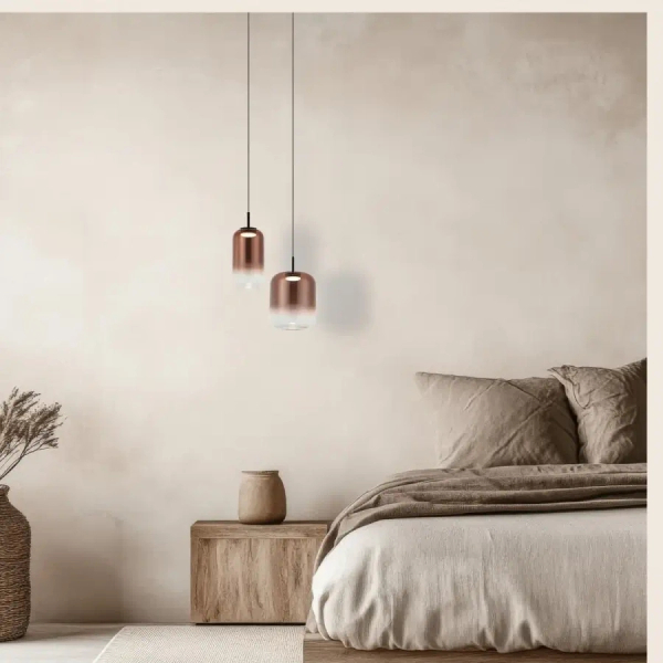 Kuchenna lampa wisząca 23219 LED 12W 3000K szklana miedziana czarna