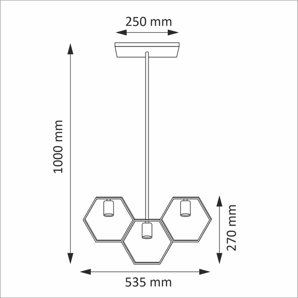 Lampa wisząca potrójna Honey 312549 Polux geometryczna czarna złota