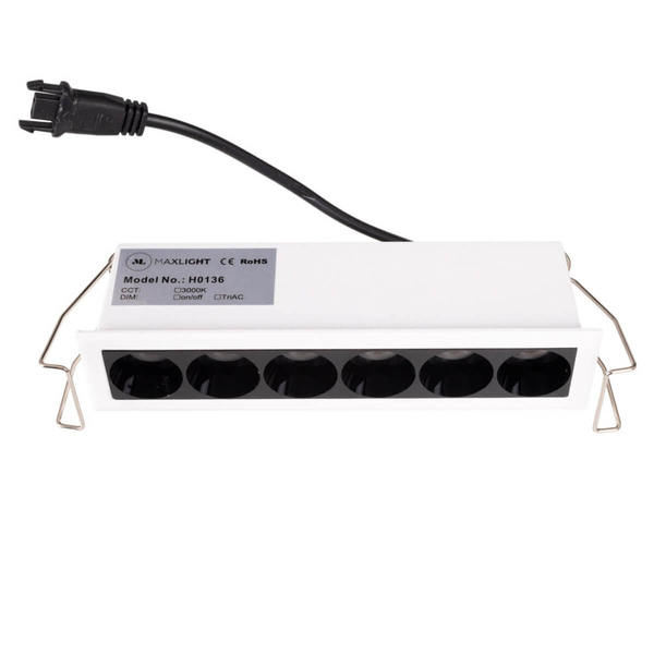 Podtynkowa lampa sufitowa X-LINE H0136 Maxlight LED 8W 3000K prostokąt biały czarny