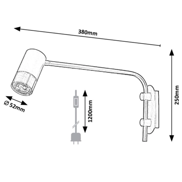 Nowoczesna LAMPA ścienna ZIRCON 5072 Rabalux kinkiet na wysięgniku czarny