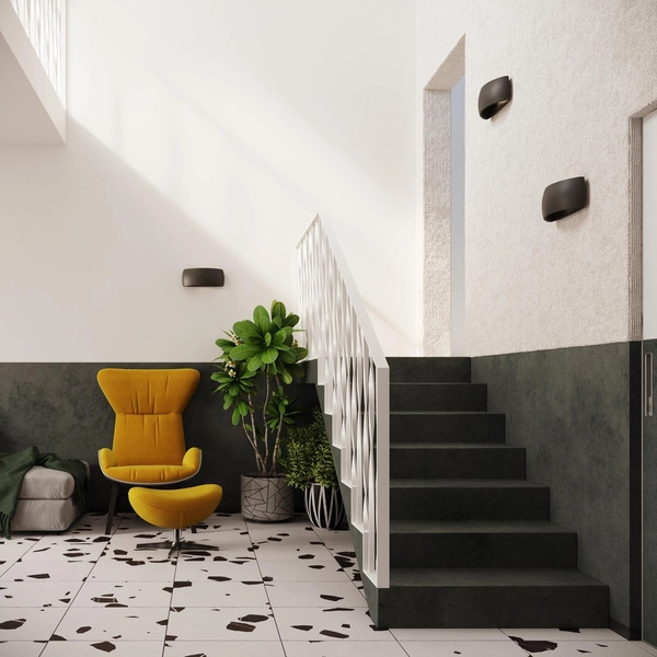 Kinkiet LAMPA ścienna SL.0876 ceramiczna OPRAWA półokrągła czarna