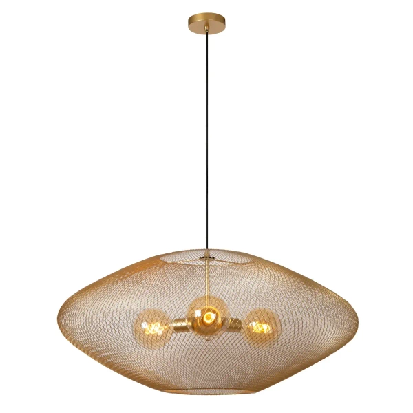 Druciana lampa wisząca MESH 21423/88/02 Lucide nad stół złoty