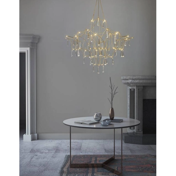 Wisząca LAMPA designerska SALAMANCA LE41324 Luces Exclusivas kryształowy żyrandol LED 20W 3000K do salonu złoty