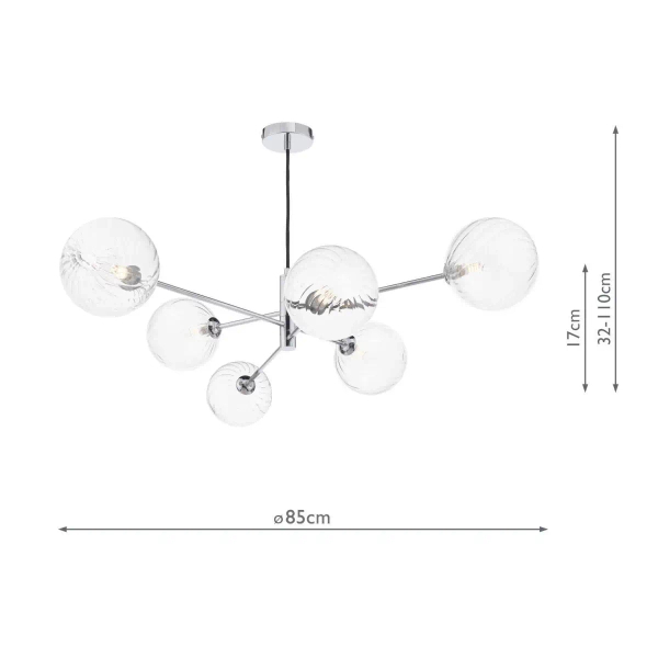 Szklana lampa wisząca Vignette VIG0650-22 kulista szklana chrom