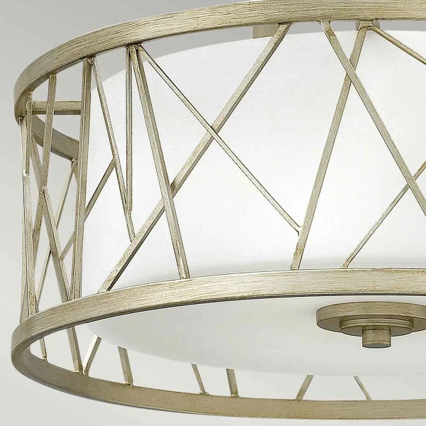 LAMPA sufitowa HK-NEST-SF-SL Elstead HINKLEY szklana OPRAWA okrągła klatka metalowa srebrna biała