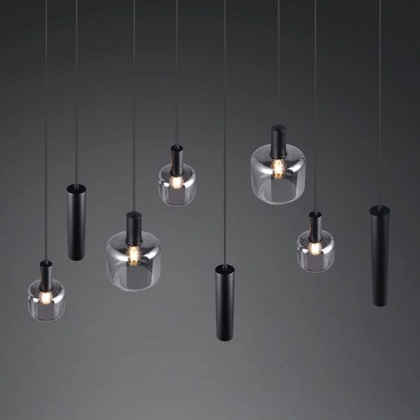 Wisząca lampa dekoracyjna MATARO 364100832 do salonu tubki chrom czarny