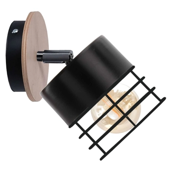 Loftowa LAMPA ścienna KET795 regulowana OPRAWA druciany kinkiet czarny drewno