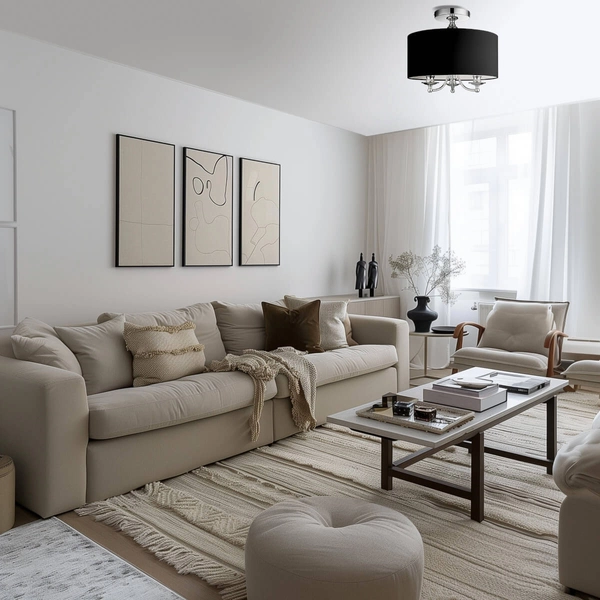 Natynkowa lampa sufitowa Abu Dhabi hampton czarny chrom