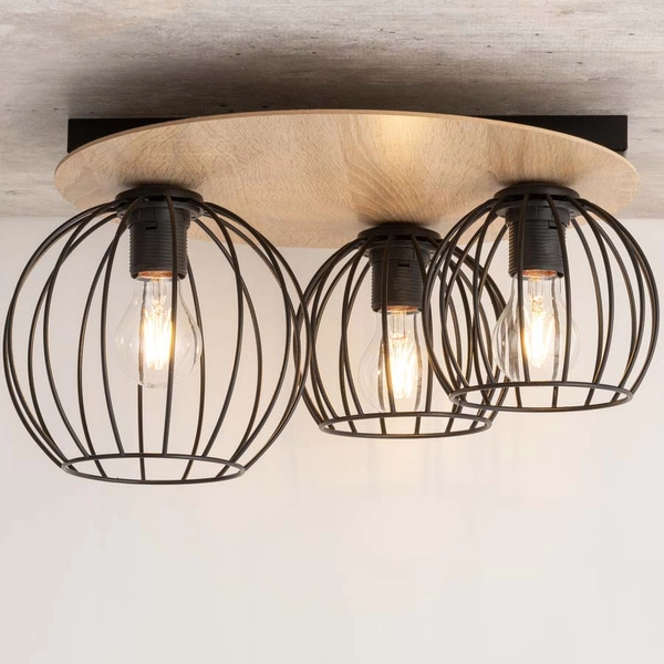 Lampa sufitowa Cyber 32356 druciak do przedpokoju czarny drewno