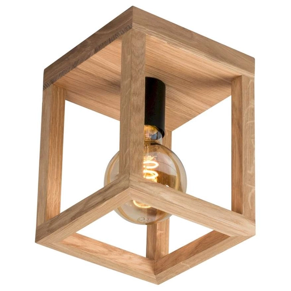 Plafon LAMPA sufitowa KAGO 9154174 Spotlight drewniana OPRAWA ekologiczna klatka kostka cube dąb olejowany czarna