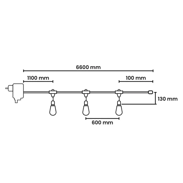 Zewnętrzna girlanda ogrodowa Summer Time EKG2291 LED 6W 2200K IP44 czarny