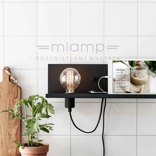 Kinkiet LAMPA ścienna MULTI 106482 Markslojd metalowa OPRAWA półka czarna