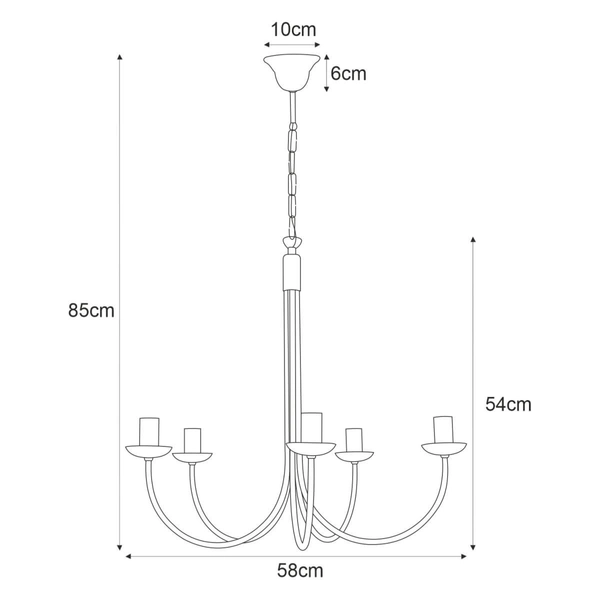 Świecznikowa lampa wisząca Haris K-4971 na łańcuchu czarna