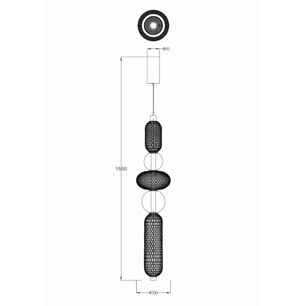 Zwisająca pionowa lampa Sarr MD2596-5A-3BGT LED 27W 3000-5700K czarna złota