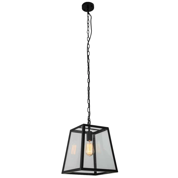 LAMPA wisząca LAVERNO MD-102821-1-B Italux industrialna OPRAWA zwis KLATKA na łańcuchu czarna przezroczysta