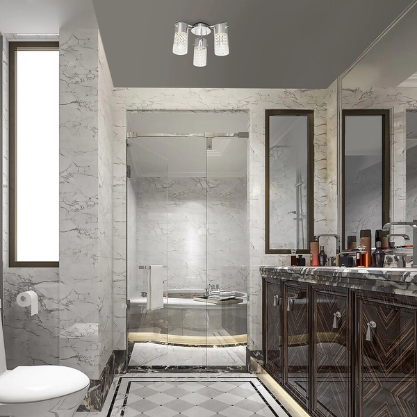 Sufitowa lampa salonowa Niagara crystal nad stół przezroczysta chrom