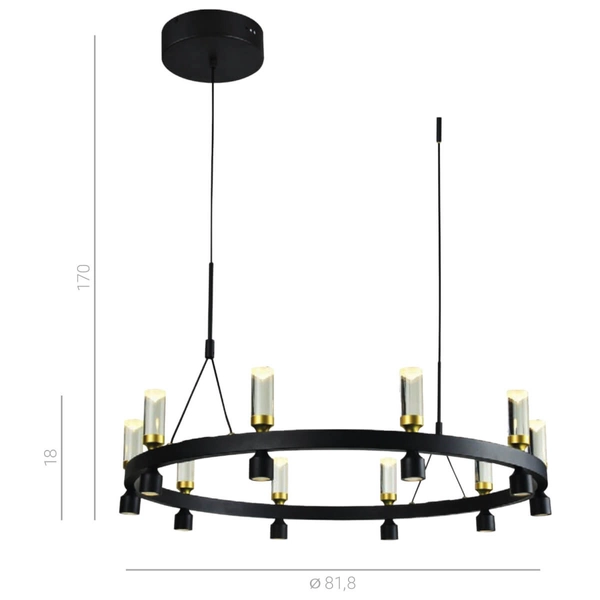 Nowoczesna lampa wisząca Almelo ring LED 49W nad stół czarna
