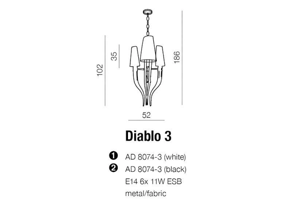 Wisząca lampa salonowa Diablo z abażurami czarna chrom