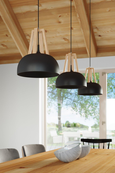LAMPA wisząca SL.0390 rustykalna OPRAWA okrągły ZWIS metalowy drewno biały