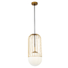 Modernistyczna LAMPA wisząca TELFORD P363PL-01G Maytoni metalowa OPRAWA druciany ZWIS szklana kula złota biała