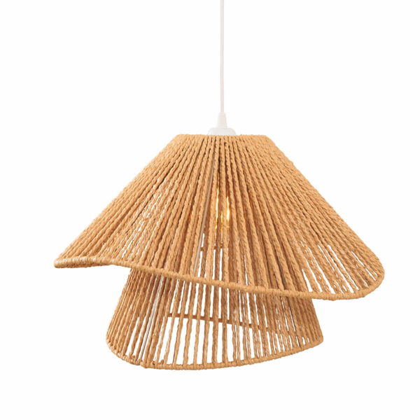 Sznurkowa lampa wisząca Amalfi P0578 zwis pleciona do salonu beżowa