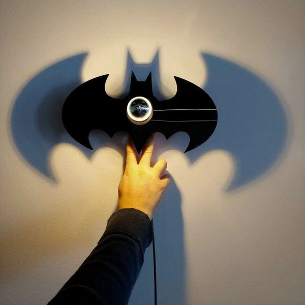 Dziecięca lampa ścienna ORIGAMI-BATMAN2 metalowa nietoperz czarny