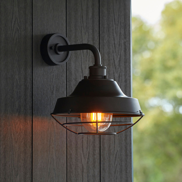 Kopułowa lampa ścienna L&-195888 IP44 czarny przezroczysty