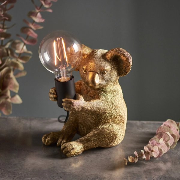 Stołowa lampa koala L&-195082 Light& hampton do sypialni złota czarna