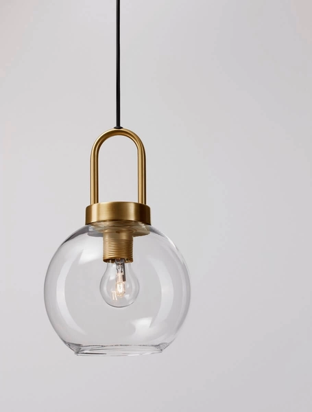 Industrialna lampa wisząca Banes do holu złota przezroczysta