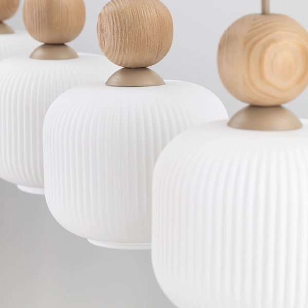 Lampa wisząca nad stół Ballo 11051 podłużna na belce biały beżowy