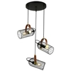 Wisząca LAMPA industrialna ANTOIN PND-2445-3-BK Italux druciana OPRAWA metalowy ZWIS kaskada klatki czarne brązowe