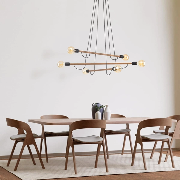 Lampa wisząca nad stół Helix 4950 TK Lighting wielopunktowa czarna orzech