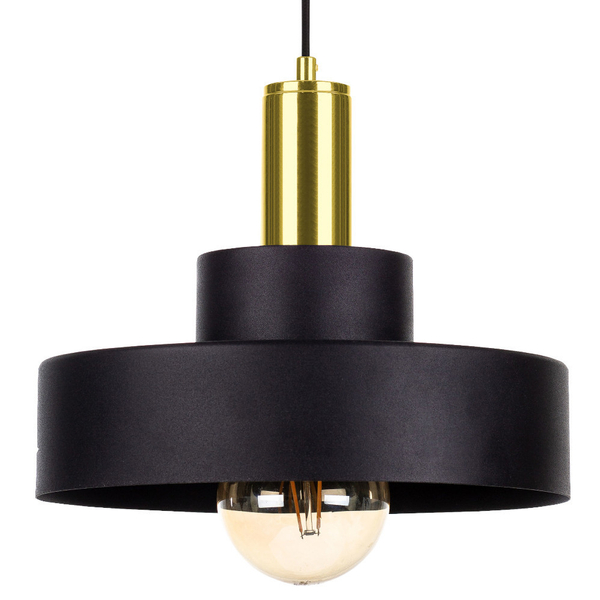 Loftowa LAMPA wisząca KET895 okrągła OPRAWA metalowy zwis czarny złoty