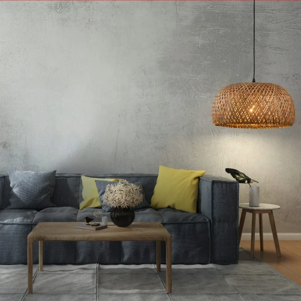 Lampa wisząca bambusowa Korfu 329110 do sypialni brązowa czarna