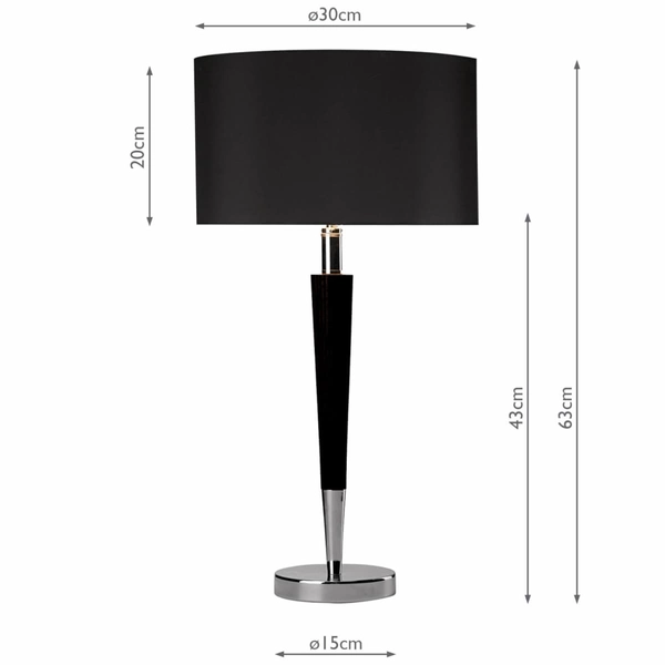 Stołowa lampa z abażurem Viking VIK4022 Dar Lighting chromowana czarna
