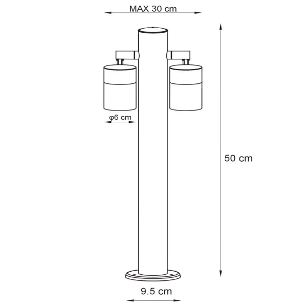 Stojąca lampa słupek ARNE-LED 14867/10/12 Lucide IP44 podwójna chrom