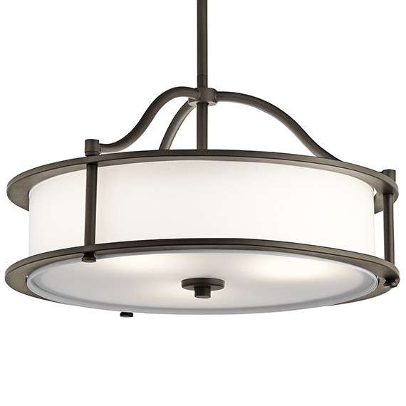 Klasyczna LAMPA wisząca KL-EMORY-P-S-OZ Elstead KICHLER okrągła OPRAWA zwis stary brąz biały